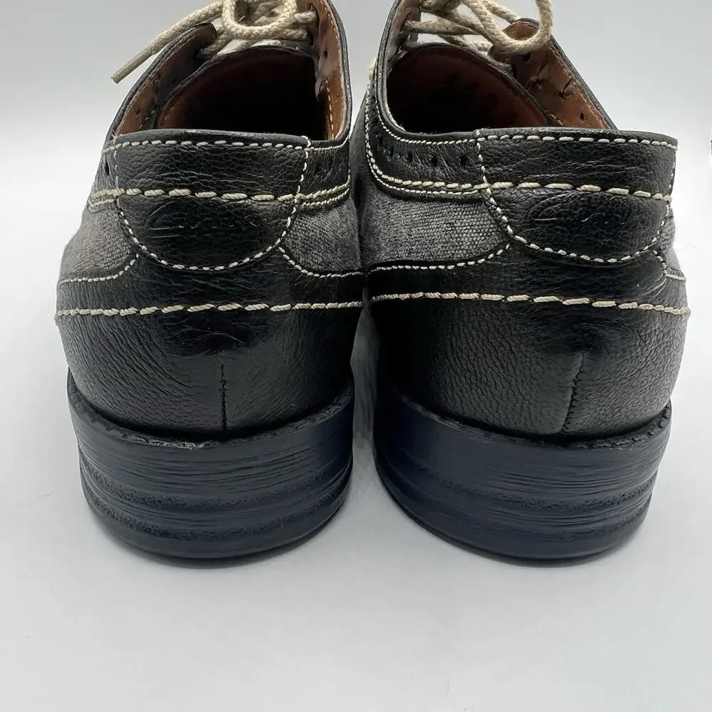 Clarks Delsin Wing Mens Wingtip Brogue Oxford Shoes Size 9.5 Black Leather Gray